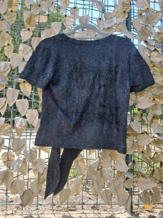 Maglia Nera Effetto Suede con Strass taglia M