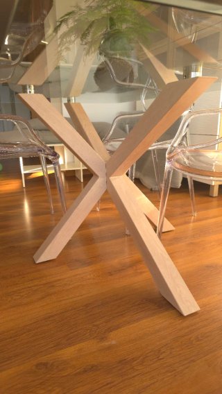 Mesa de cristal Argo con patas efcto madra 180x100