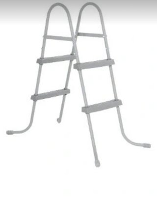 Escalera piscina desmontable gris