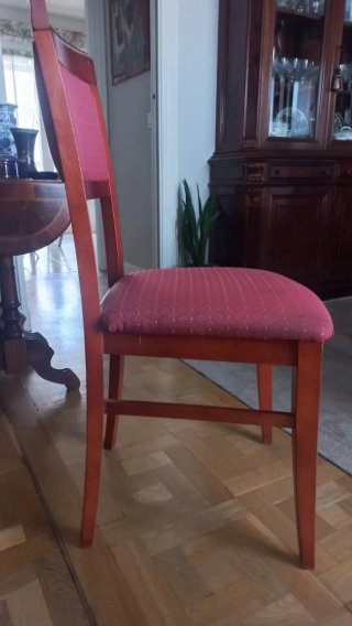 6 Sillas de comedor de madera y tela