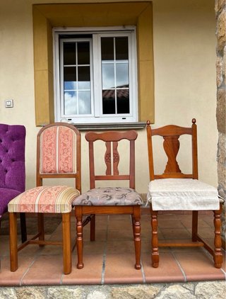 2 Sillas Capitoné Chenilla Morado