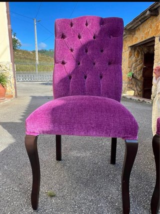 2 Sillas Capitoné Chenilla Morado