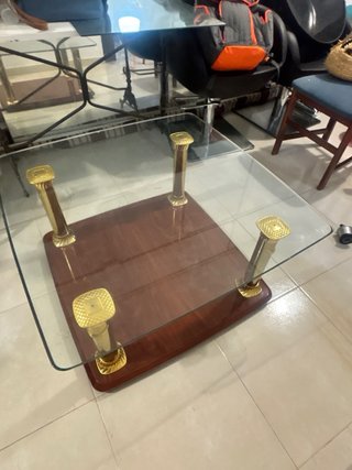 Mesa de centro cristal y madera