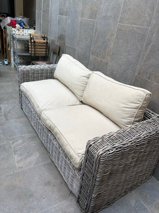 Sofá Ratán exterior 2 Plazas Gris/Beige