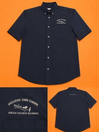 Camisa de algodón negra manga corta y bordados