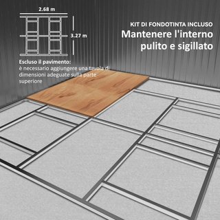 Caseta De Jardín 12.4M² Con Fundación, 4 Salidas De Aire Y 2 Puertas Correderas, Cobertizo Para Herramientas De Chapa De Acero, 340X386X200 Cm, Gris Claro