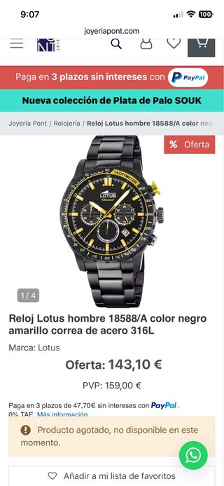 Reloj Lotus Chrono Negro Deportivo 18588/A