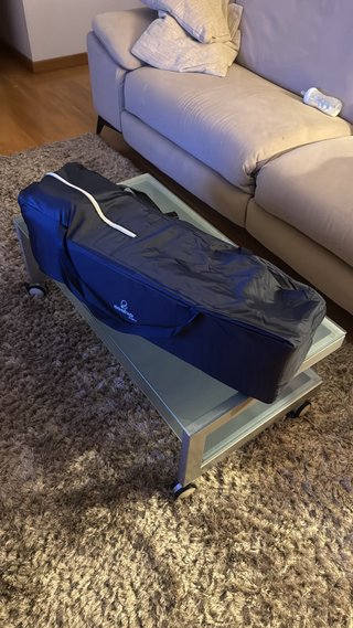 Parque para bebés azul portátil con funda se pleg