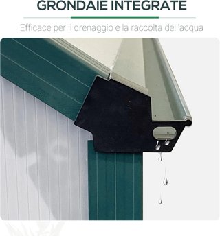 Invernadero de Jardín de Policarbonato 190X375X199Cm, Con Ventana Abatible y Puerta Corredera, Estructura de Aluminio, Verde