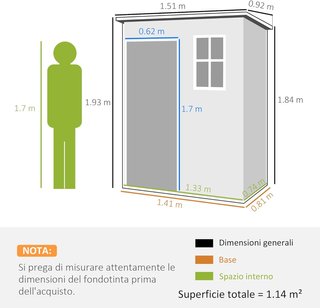 Caseta de Jardín para Herramientas con Acabado Efecto Madera Raspada y Suelo, 1.14M² Caseta de Jardín con Puerta y Cerradura, Techo Inclinado, 151X92X193Cm, Gris