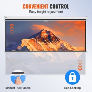 Pantalla de Proyector Manual Retráctil, 100 pulgadas 16:9 4K 1080 HD, Pantalla de Proyección Portátil con Bloqueo Automático, Pantalla de Película Portátil para el Hogar y Oficina