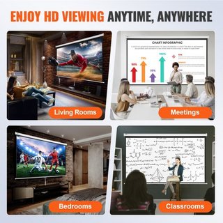 Pantalla de Proyector Manual Retráctil, 100 pulgadas 16:9 4K 1080 HD, Pantalla de Proyección Portátil con Bloqueo Automático, Pantalla de Película Portátil para el Hogar y Oficina