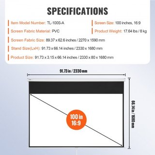 Pantalla de Proyector Manual Retráctil, 100 pulgadas 16:9 4K 1080 HD, Pantalla de Proyección Portátil con Bloqueo Automático, Pantalla de Película Portátil para el Hogar y Oficina