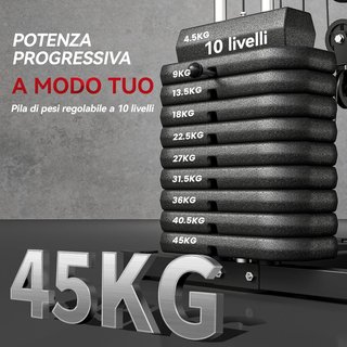 Estación de Fitness Multifuncional Power Tower Con Pesas Hasta 45Kg Y Banco Acolchado para Entrenamiento en Casa y Profesional, para Chest Press, Lat Pull Down
