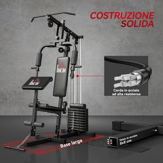 Estación de Fitness Multifuncional Power Tower Con Pesas Hasta 45Kg Y Banco Acolchado para Entrenamiento en Casa y Profesional, para Chest Press, Lat Pull Down