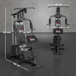 Estación de Fitness Multifuncional Power Tower Con Pesas Hasta 45Kg Y Banco Acolchado para Entrenamiento en Casa y Profesional, para Chest Press, Lat Pull Down