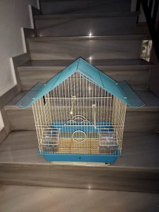 Jaula para pájaros azul y blanca 35 x 45 d alta x