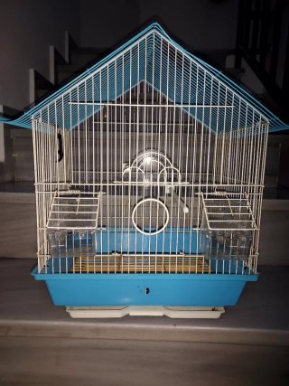 Jaula para pájaros azul y blanca 35 x 45 d alta x