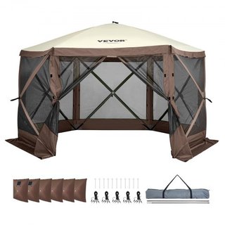 Tenda Gazebo Pieghevole, Tenda Schermo Pieghevole a 6 Lati, Rifugio Solare con 6 Tende Privacy Rimuovibili e Finestre a Maglia, Tenda Schermo a Configurazione Rapida 12.5x12.5FT...