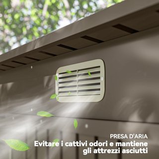 Caseta de Jardín 2.7M² en Acero Galvanizado, Cobertizo para Herramientas con Techo Inclinado, 2 Ventilaciones, Puertas Bloqueables con Candado, Guantes, 249X121X183 Cm, Gris Claro