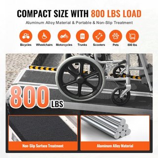Rampa de Silla de Ruedas Portátil, 243.8 cm 363 kg de Capacidad, Rampa de Umbral Plegable de Aluminio Antideslizante, Rampa Plegable para Scooter de Movilidad, Rampa para Silla de Ruedas, Rampa pa...