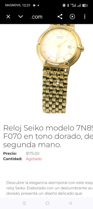 Reloj Seiko Dorado Mujer