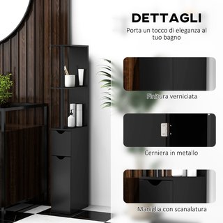 Colonna Bagno con 2 Ripiani e 2 Armadietti, Mobile