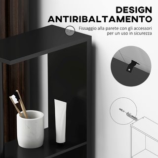 Colonna Bagno con 2 Ripiani e 2 Armadietti, Mobile