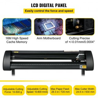 Macchina da taglio in vinile, pacchetto plotter da taglio con alimentazione in carta da 28 pollici, stampante in vinile con resistenza e velocità regolabili, kit per la creazione di insegne compatibile con...