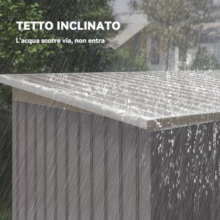Cobertizo de Jardín 3,2M² en Acero Galvanizado con Kit de Fundación, Salidas de Aire, Almacenamiento de Herramientas con Techo Inclinado, Doble Puerta Corredera