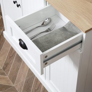 Credenza de Cocina Alta con Armarios, Cajón y Encimera para Microondas, Mueble de Despensa Estrecho con Puertas y Estantes Regulables, para Sala de Estar, Comedor, 101X39X180Cm, Blanco