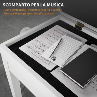 Sgabello Pianoforte Regolabile con Vano Portaogget