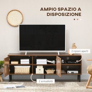 Mobile Porta TV fino 65" con 2 Armadietti e 2 Vani