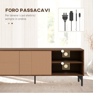 Mobile Porta TV fino 65" con 2 Armadietti e 2 Vani