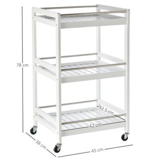 Carrello da Cucina Portavivande in Legno con 3 Rip