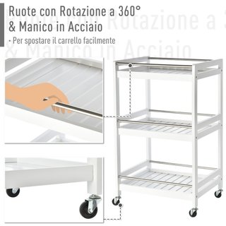 Carrello da Cucina Portavivande in Legno con 3 Rip