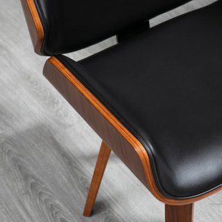 Juego de 2 Sillas de Comedor en Piel Sintética con Respaldo, Patas de Madera de Álamo, Silla para Cocina, Sala de Estar, Dormitorio, Oficina, Estilo Retro, Estilo Vintage, Negro