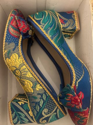 Traje de Fallera Azul y Dorado