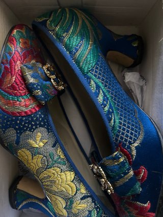 Traje de Fallera Azul y Dorado