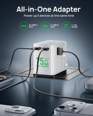 NUEVO! Adaptador Viaje Universal 75W