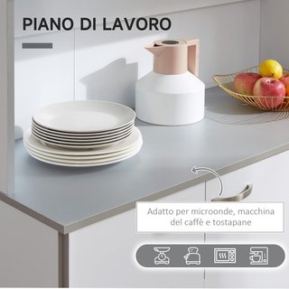 Credenza de Cocina con Armarios, Cajón y Superficie para Microondas, Mueble de Despensa Estrecho con Puertas y Estantes Regulables, Mueble de Cocina para Sala de Estar, Comedor, 101X39X180 Cm, Blanco