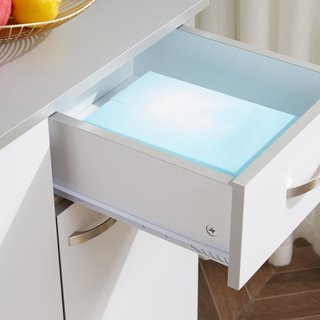 Credenza de Cocina con Armarios, Cajón y Superficie para Microondas, Mueble de Despensa Estrecho con Puertas y Estantes Regulables, Mueble de Cocina para Sala de Estar, Comedor, 101X39X180 Cm, Blanco