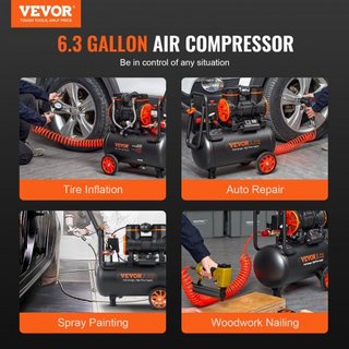 Compresor de Aire 23.8 L 1450W 3.35 CFM@ 90PSI 70 dB Ultra Silencioso Sin Aceite