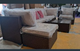 Conjunto Rinconera Exterior Marrón y Rojo