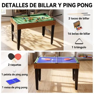 Mesa Multijuegos 4 en 1: Futbolín, Billar, Hockey