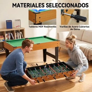 Mesa Multijuegos 4 en 1: Futbolín, Billar, Hockey