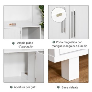 Mobile per Lettiera Gatti in Legno con 2 Ante e Ap