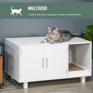 Mobile per Lettiera Gatti in Legno con 2 Ante e Ap
