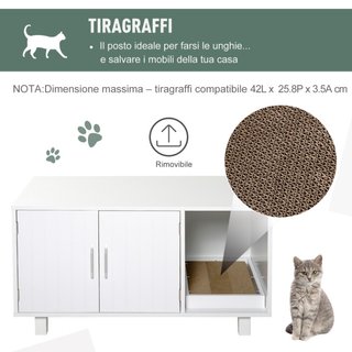 Mobile per Lettiera Gatti in Legno con 2 Ante e Ap