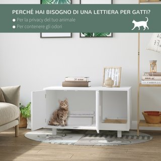 Mobile per Lettiera Gatti in Legno con 2 Ante e Ap